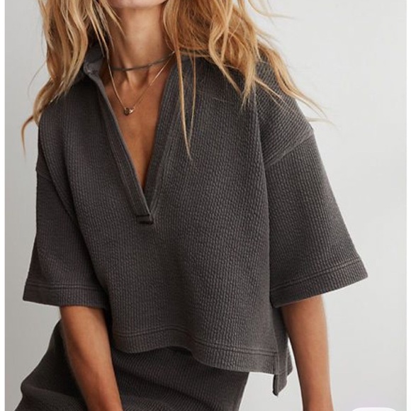 Aerie wonder short sleeve polo Blue XL - Picture 3 of 6